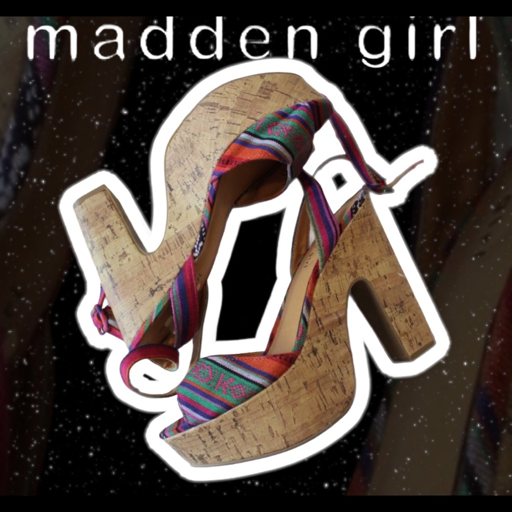 Madden Girl Multi Color Lace up Ankle Strap Size 8